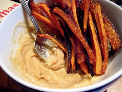 carrots with miso/tahini dipping sauce